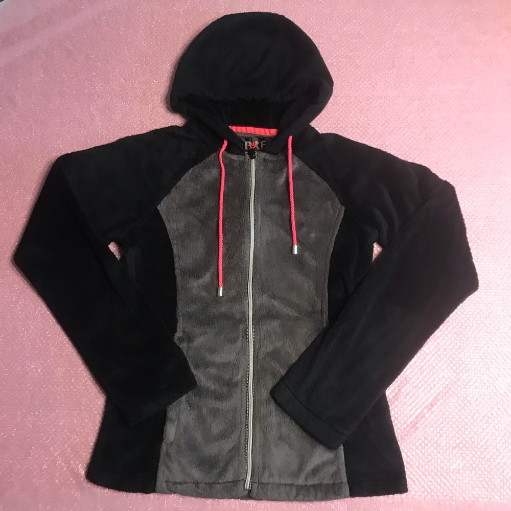 BKE Sport Buckle Black Pink Zip Up Hoodie Medium
